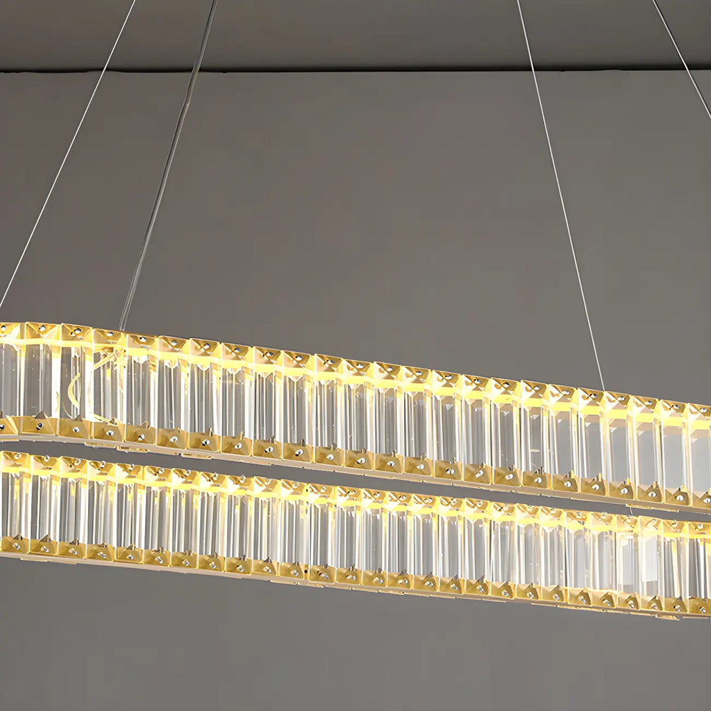 Suspension LED moderne en cristal doré pour îlot de cuisine
