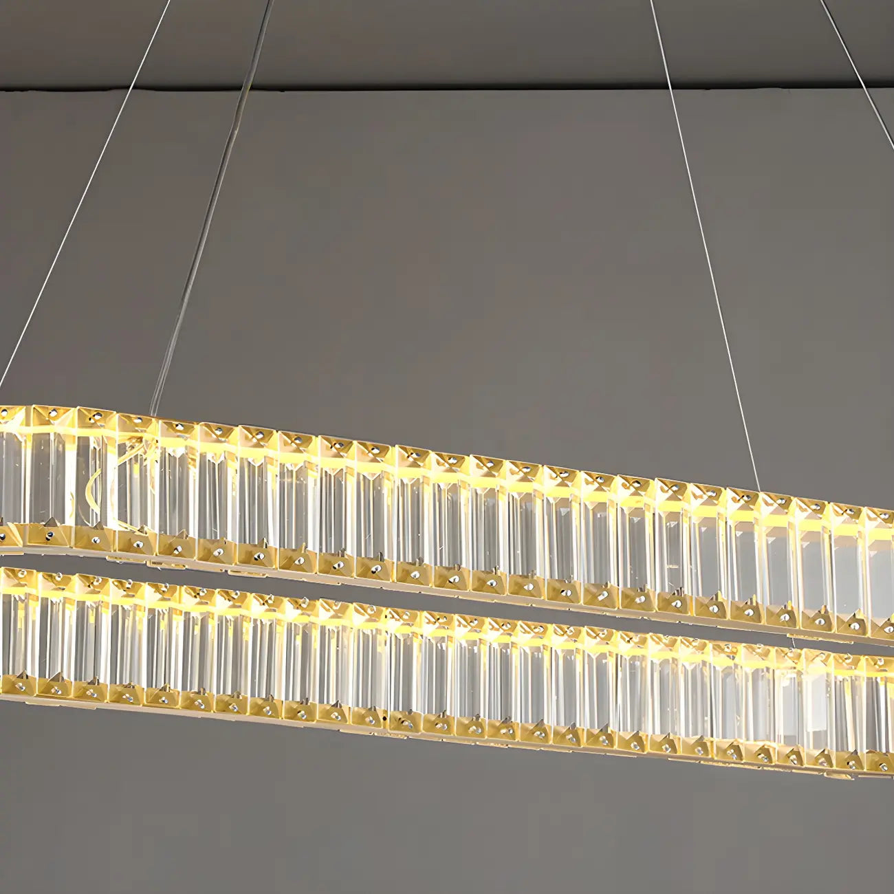 Suspension LED moderne en cristal doré pour îlot de cuisine