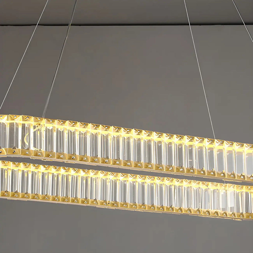 Suspension LED moderne en cristal doré pour îlot de cuisine