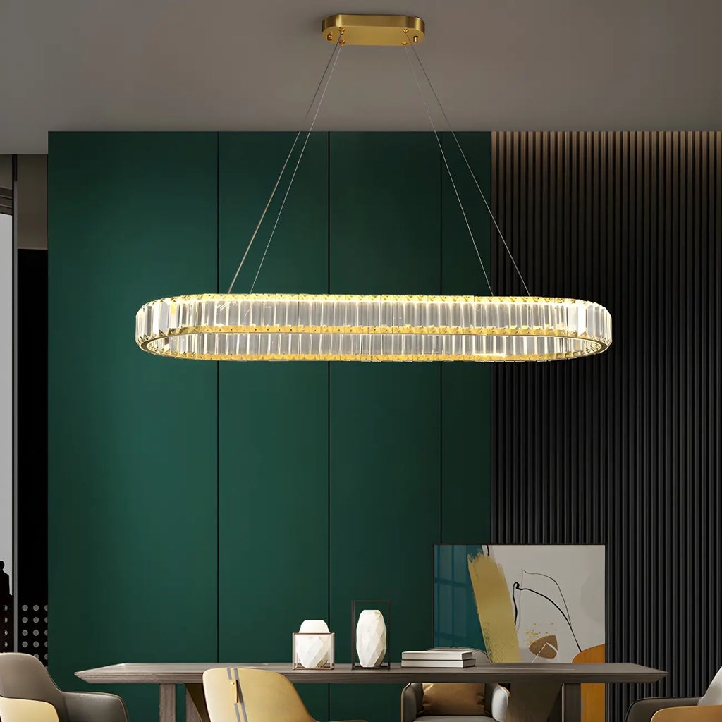 Suspension LED moderne en cristal doré pour îlot de cuisine