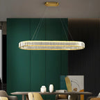 Suspension LED moderne en cristal doré pour îlot de cuisine