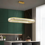 Suspension LED moderne en cristal doré pour îlot de cuisine