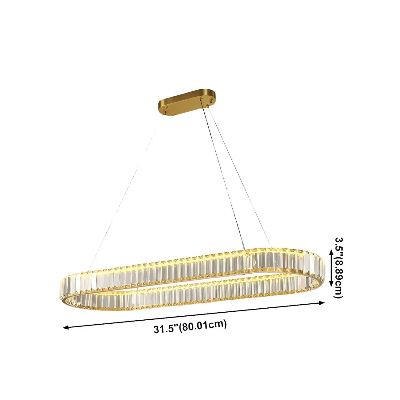 Suspension LED moderne en cristal doré pour îlot de cuisine