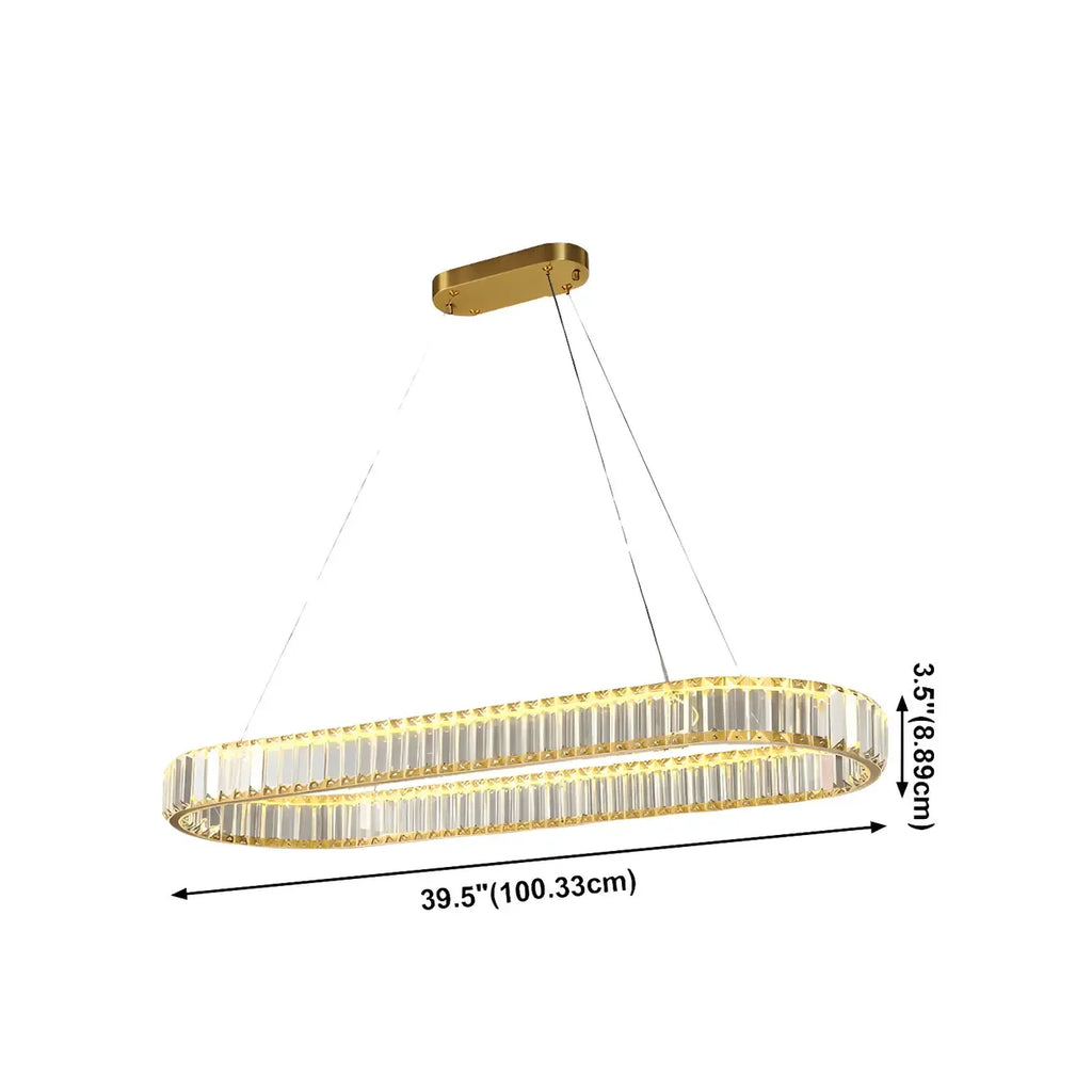 Suspension LED moderne en cristal doré pour îlot de cuisine