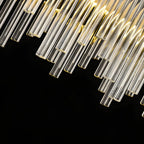 Lustre moderne en cristal à intensité variable, rond, avec éclairage LED doré