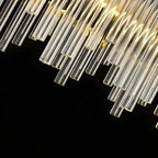 Lustre moderne en cristal à intensité variable, rond, avec éclairage LED doré