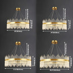 Lustre moderne en cristal à intensité variable, rond, avec éclairage LED doré