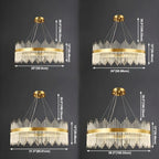 Lustre moderne en cristal à intensité variable, rond, avec éclairage LED doré