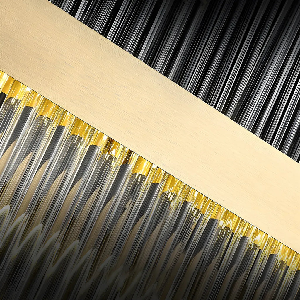 Lustre moderne en cristal à intensité variable, rond, avec éclairage LED doré