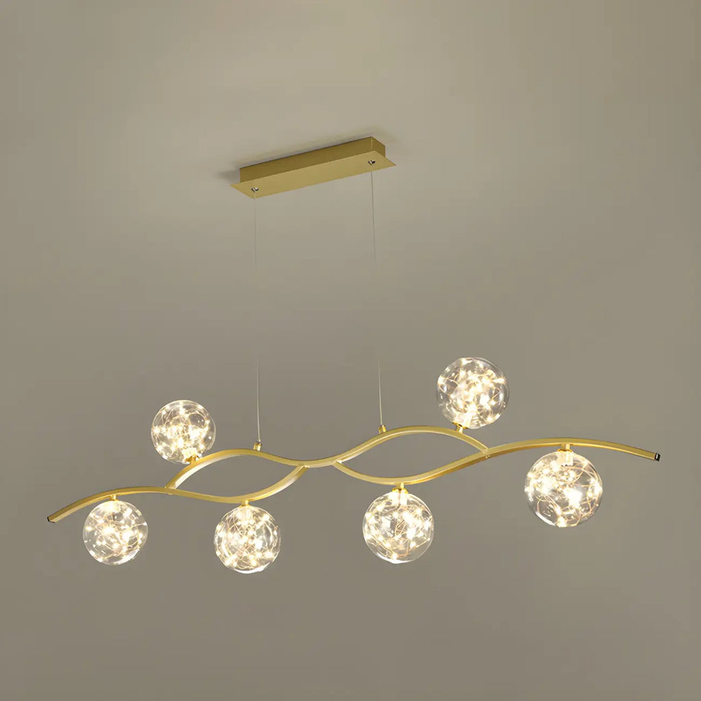 Suspension moderne réglable en verre transparent avec LED