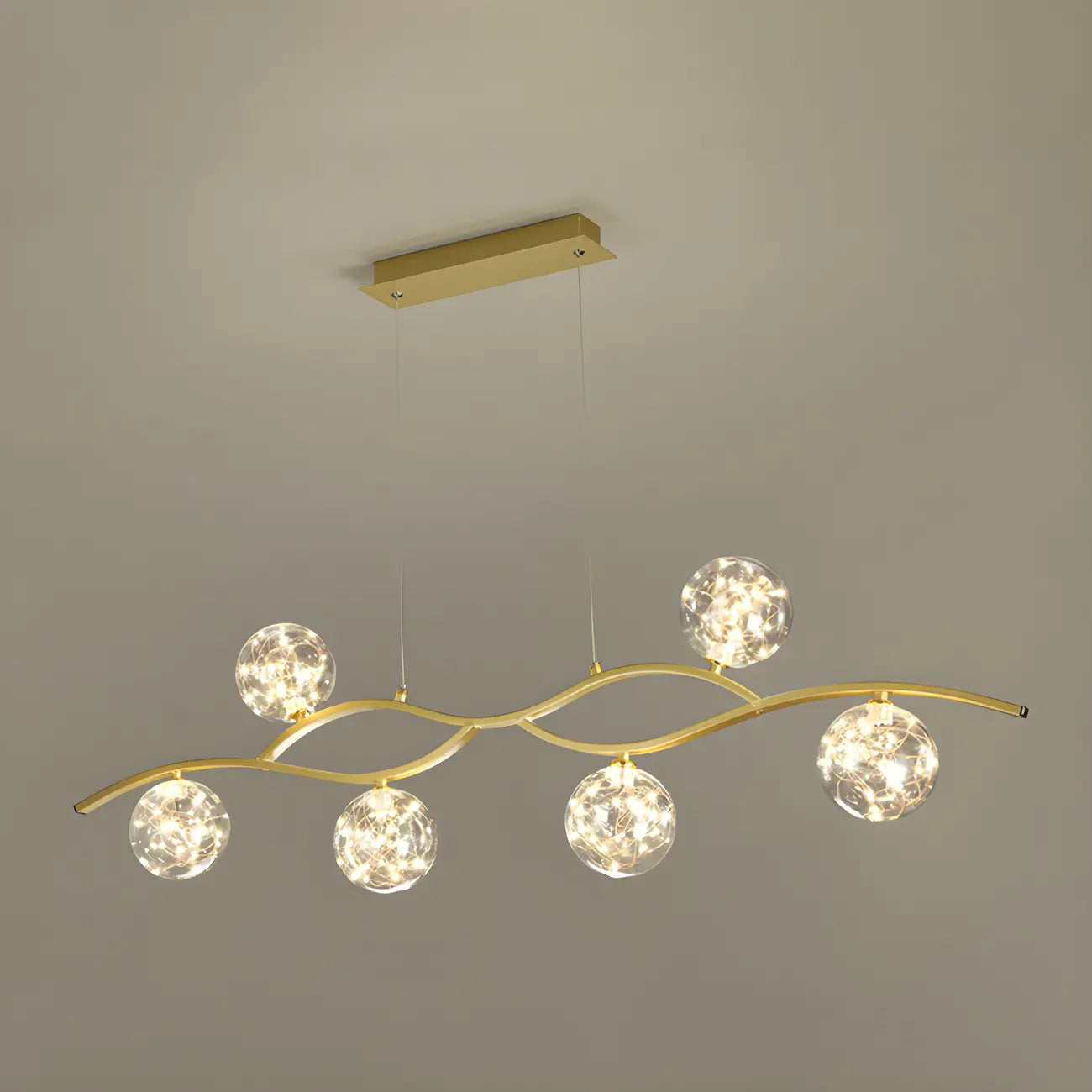 Suspension moderne réglable en verre transparent avec LED