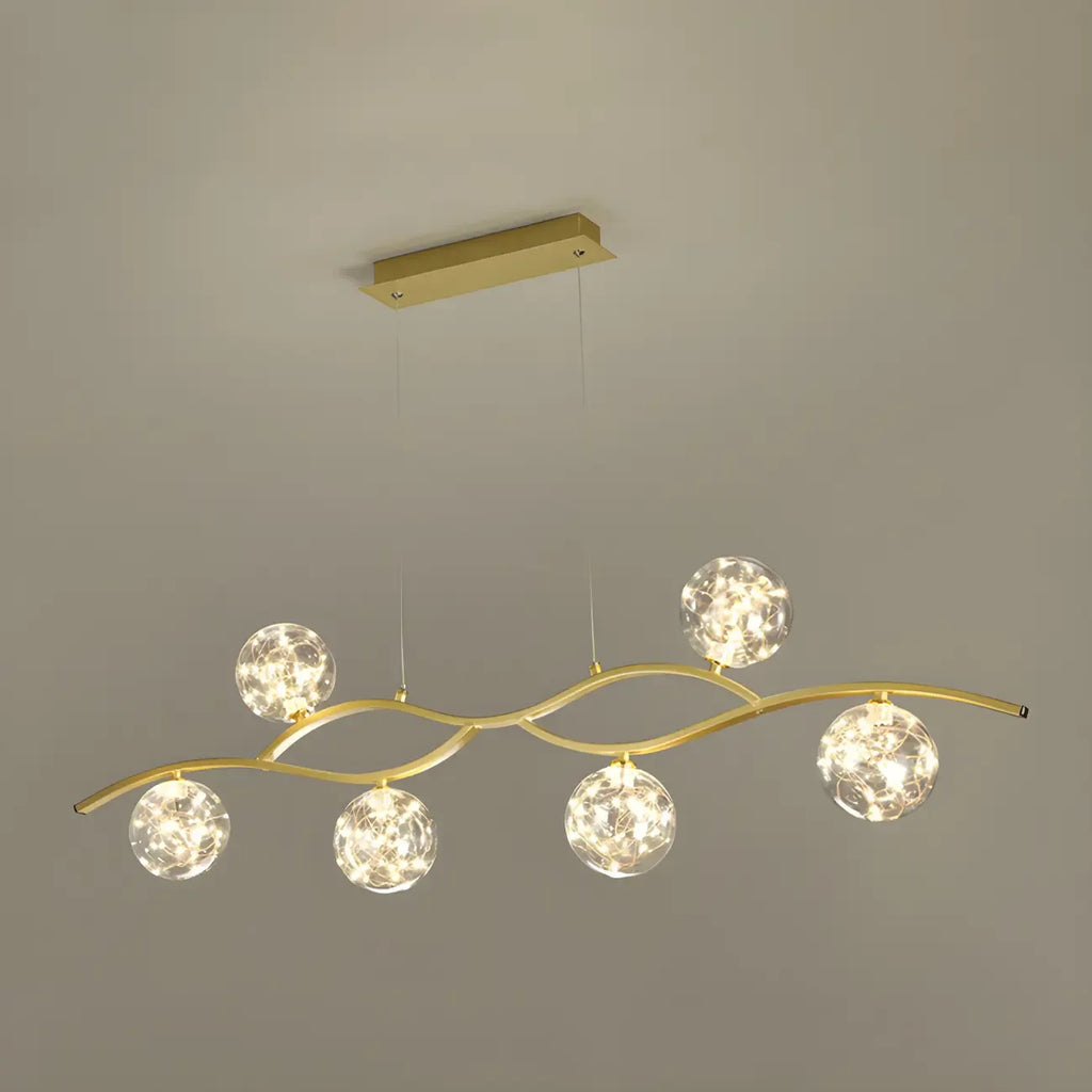 Suspension moderne réglable en verre transparent avec LED