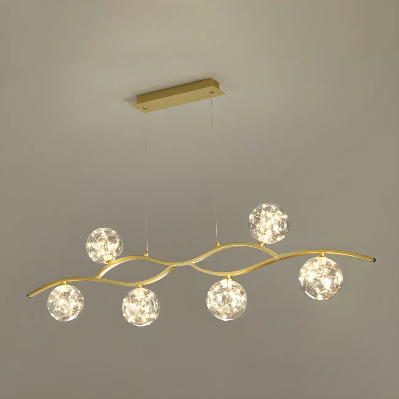 Suspension moderne réglable en verre transparent avec LED