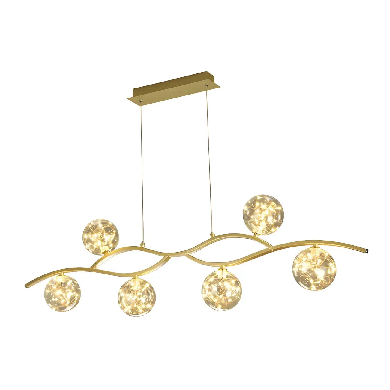 Suspension moderne réglable en verre transparent avec LED