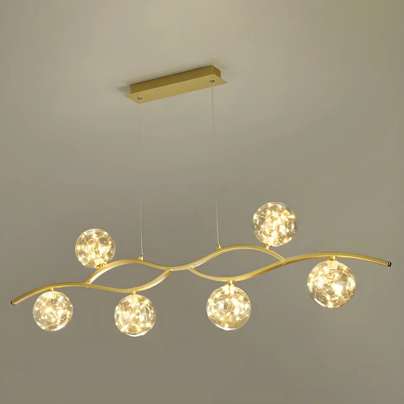 Suspension moderne réglable en verre transparent avec LED