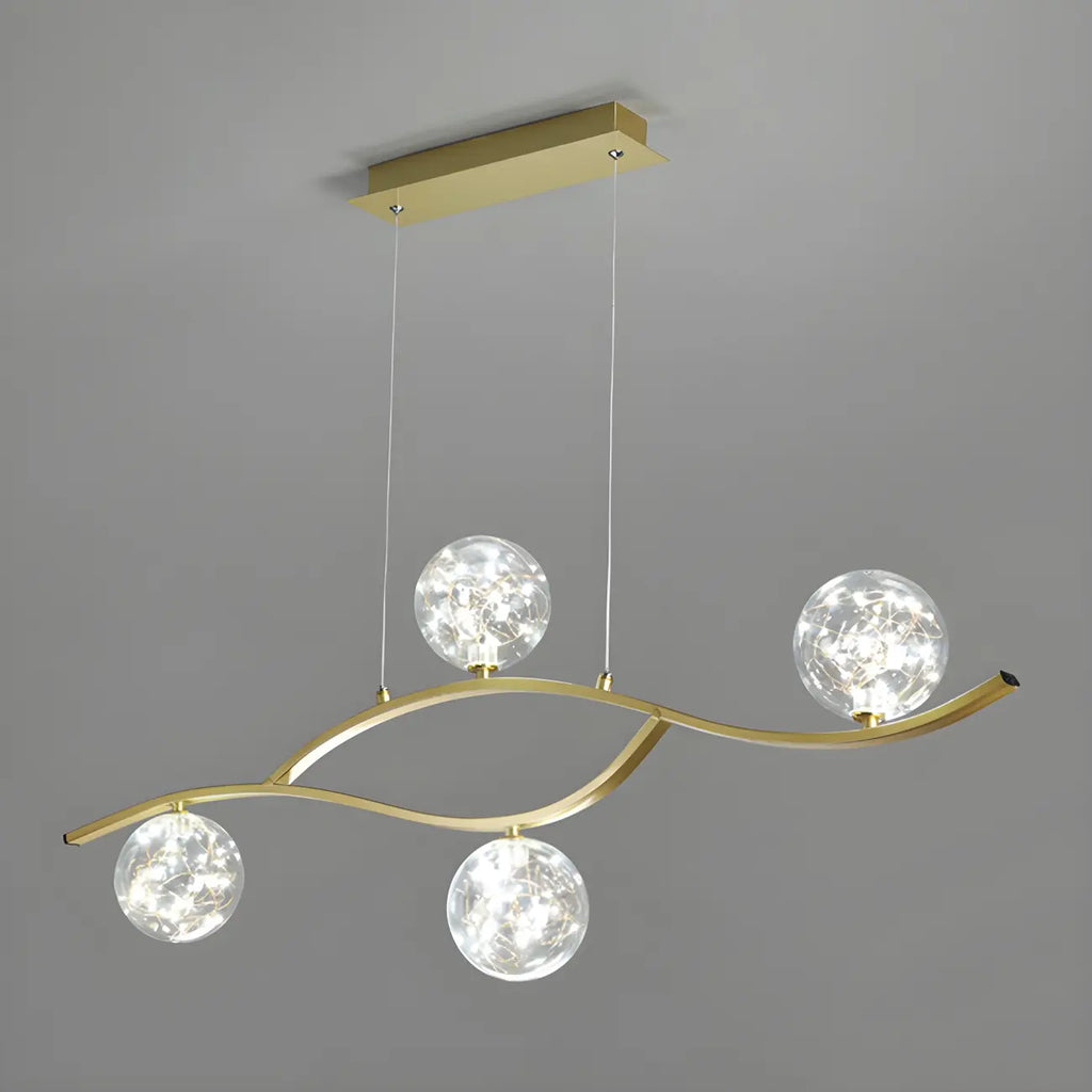 Suspension moderne réglable en verre transparent avec LED