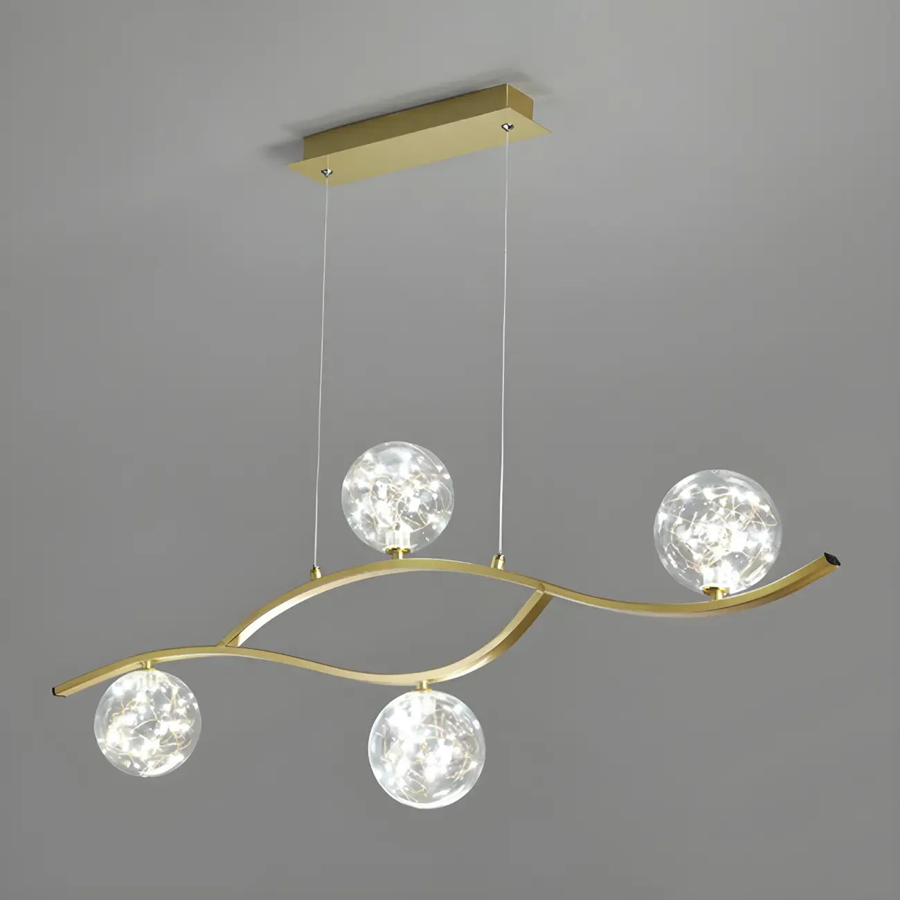 Suspension moderne réglable en verre transparent avec LED
