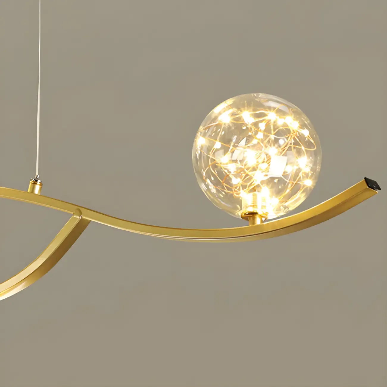 Suspension moderne réglable en verre transparent avec LED