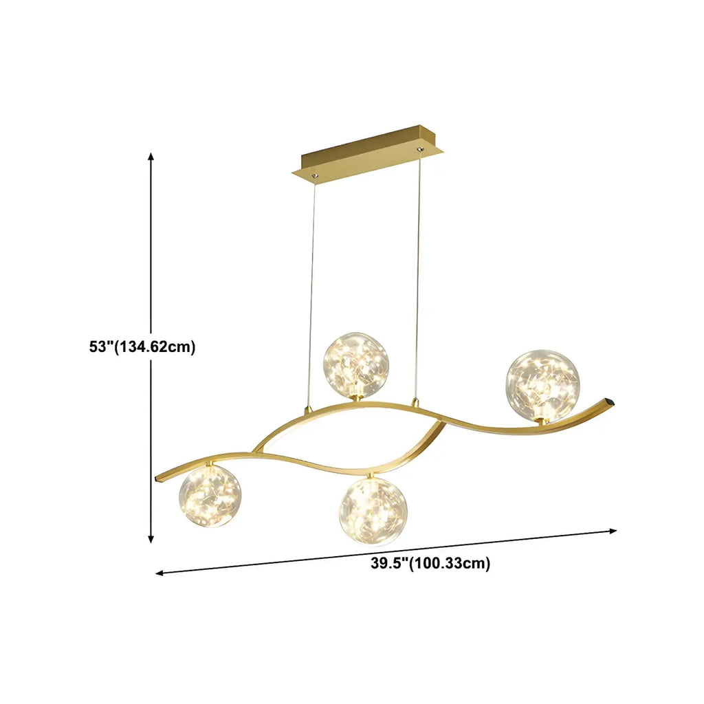 Suspension moderne réglable en verre transparent avec LED