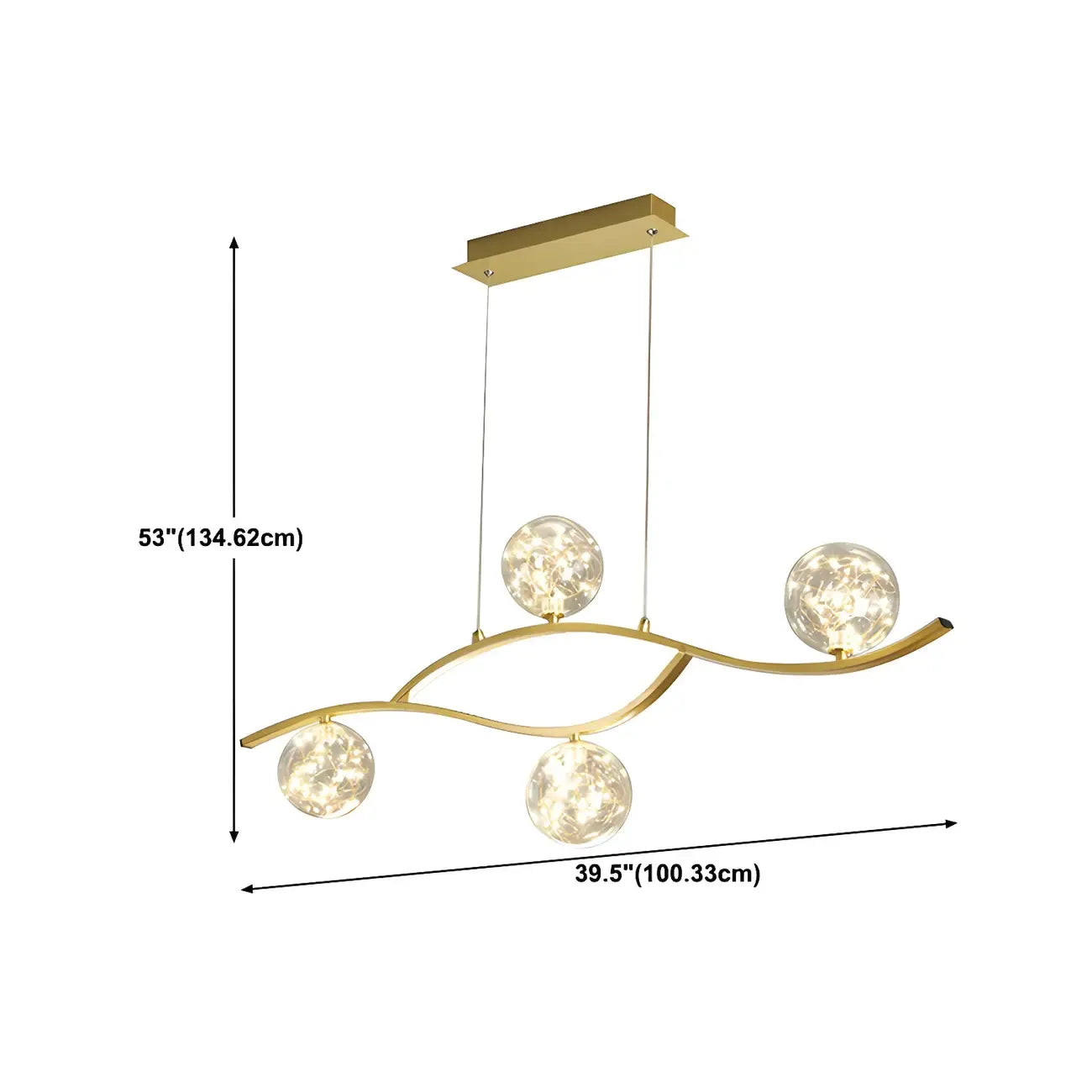 Suspension moderne réglable en verre transparent avec LED