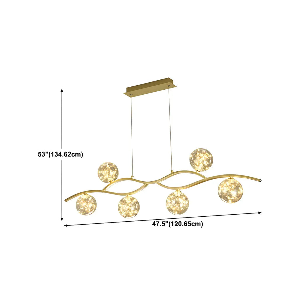 Suspension moderne réglable en verre transparent avec LED