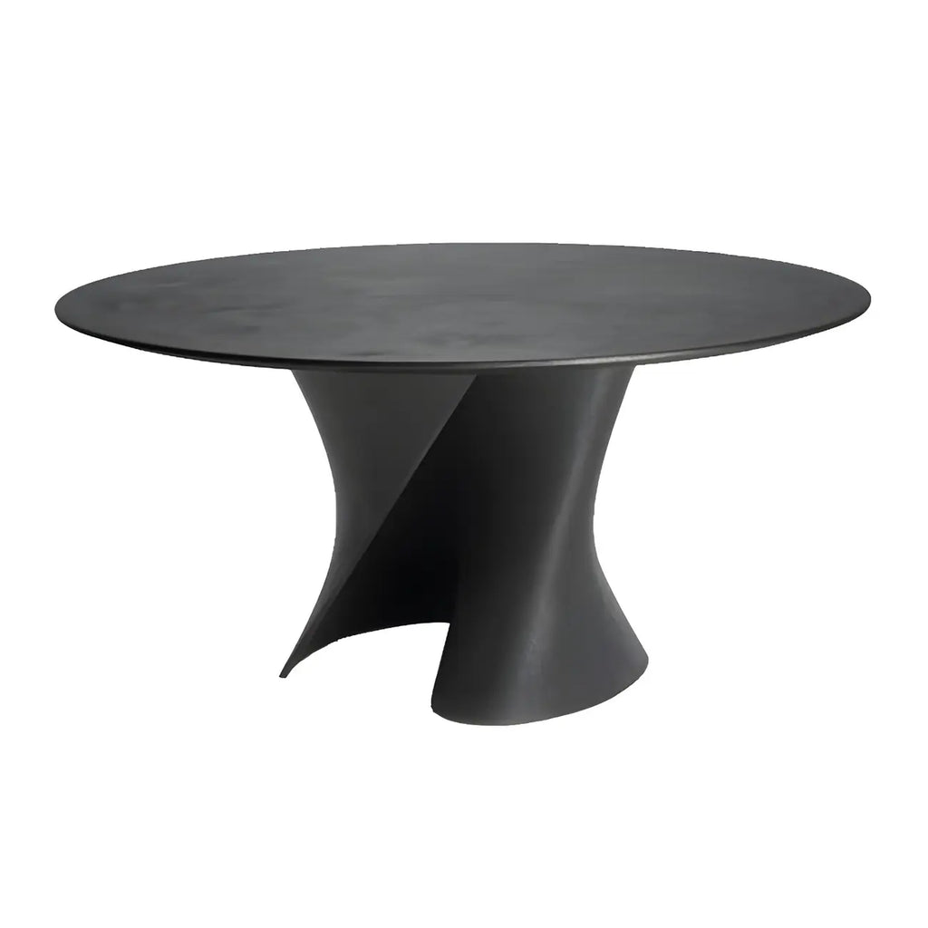 Table basse ronde moderne abstraite en bois de couleur unie