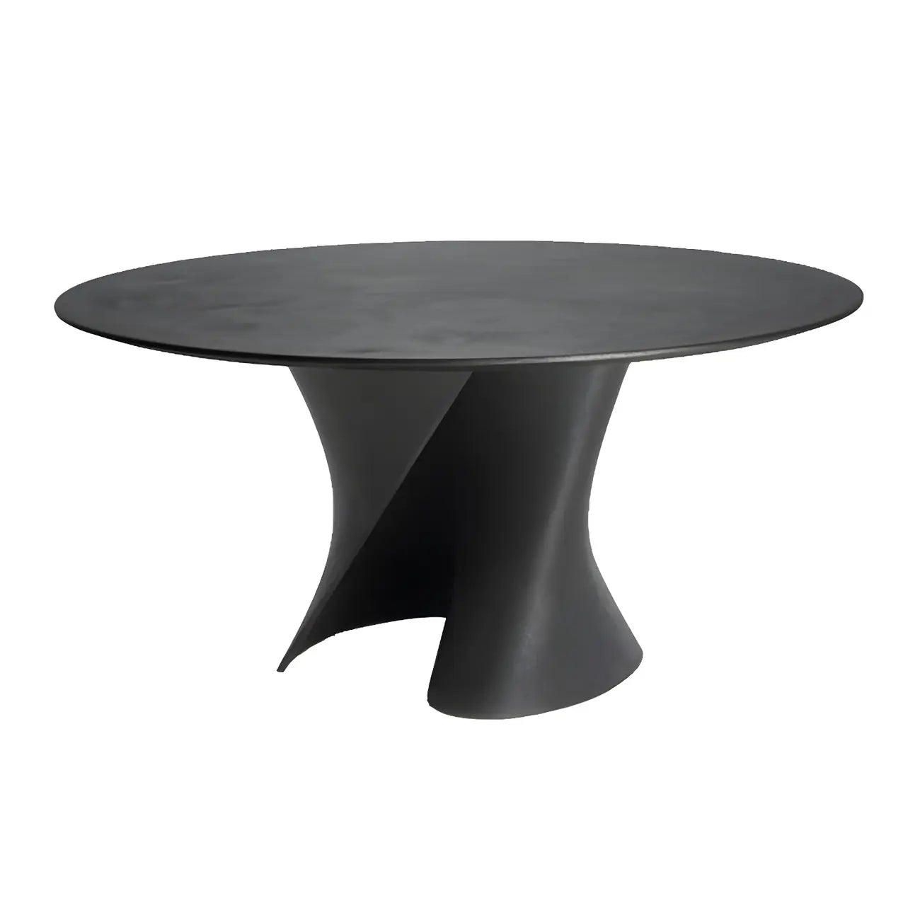 Table basse ronde moderne abstraite en bois de couleur unie