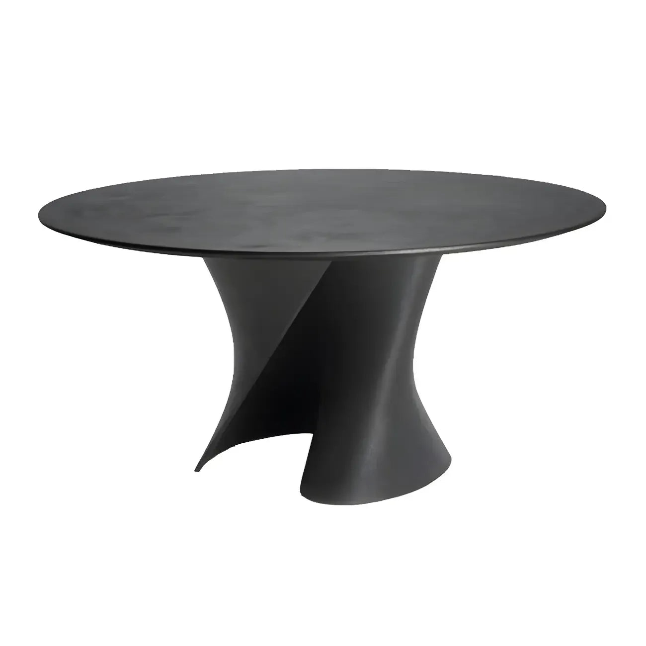 Table basse ronde moderne abstraite en bois de couleur unie