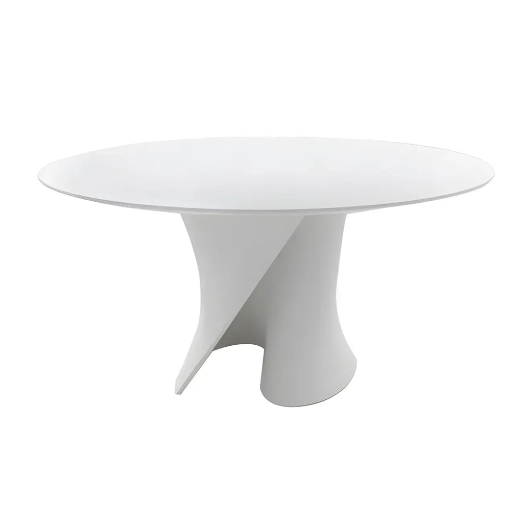 Table basse ronde moderne abstraite en bois de couleur unie