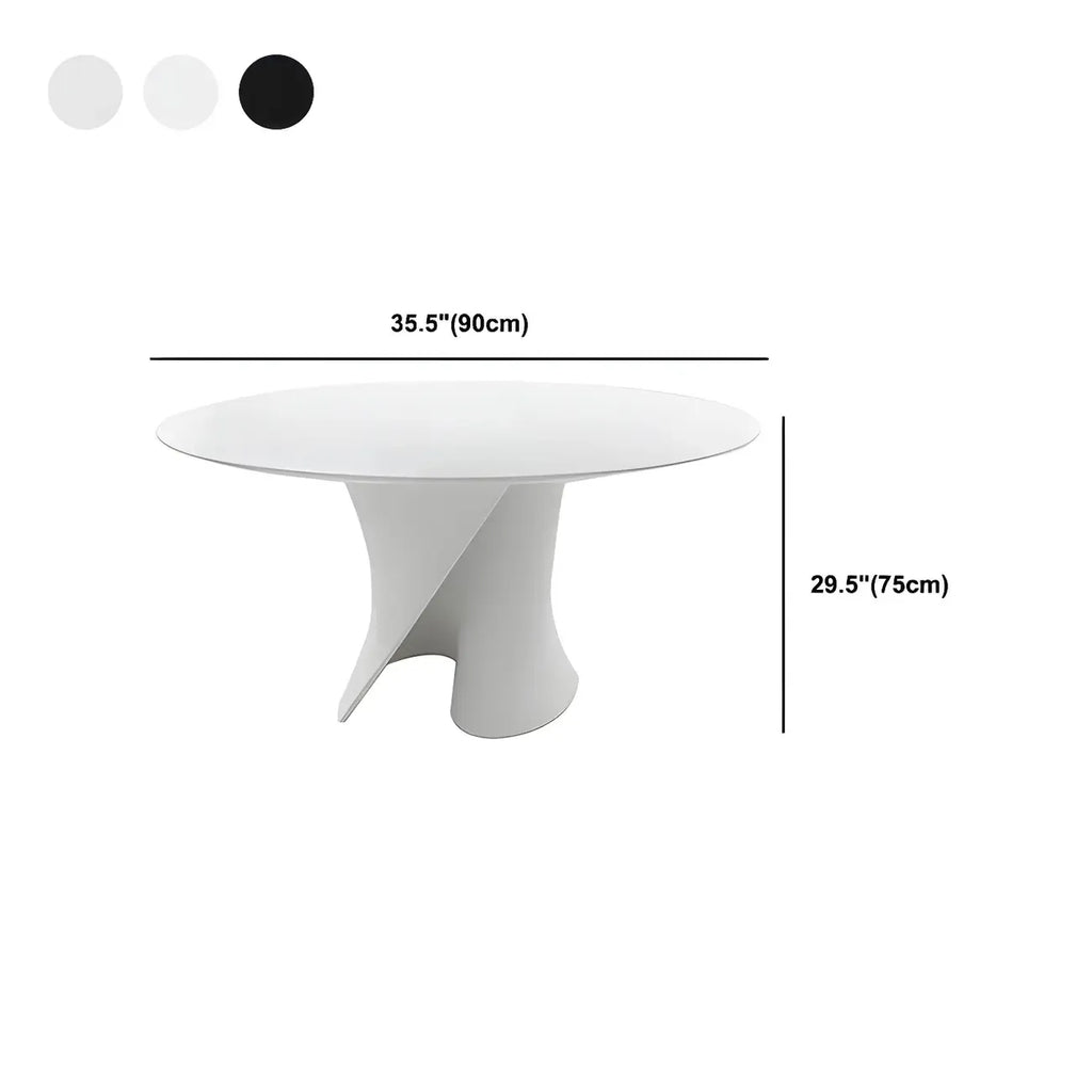 Table basse ronde moderne abstraite en bois de couleur unie