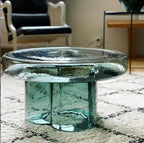 Table basse ronde en verre transparent, simple et moderne