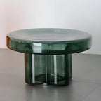 Table basse ronde en verre transparent, simple et moderne