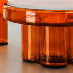 Table basse ronde en verre transparent, simple et moderne