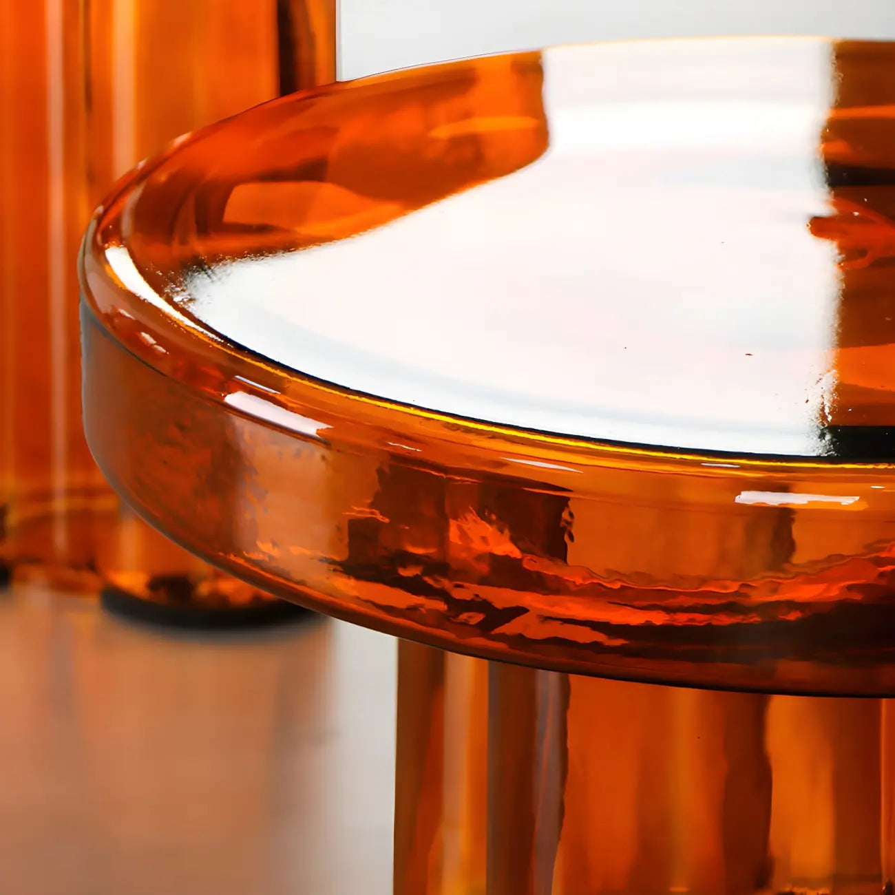 Table basse ronde en verre transparent, simple et moderne