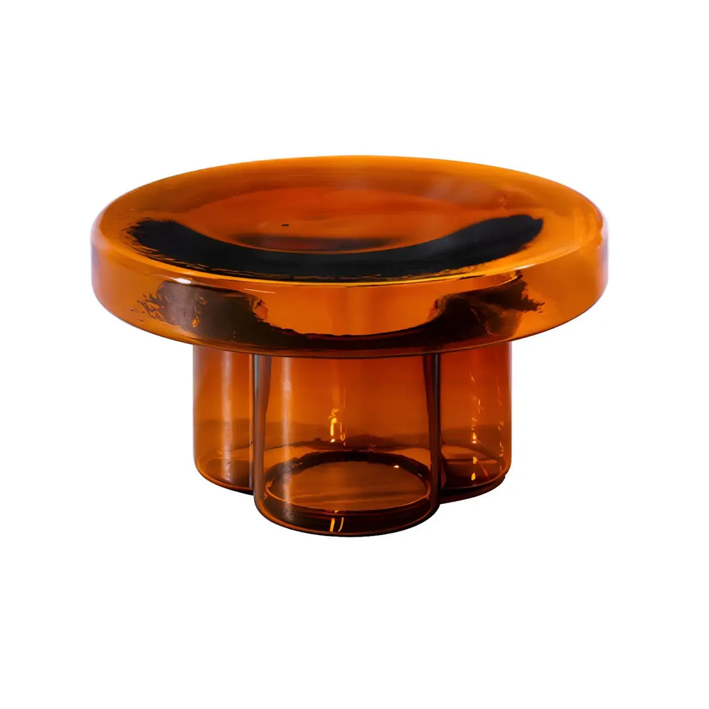 Table basse ronde en verre transparent, simple et moderne