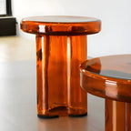 Table basse ronde en verre transparent, simple et moderne