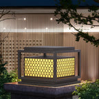 Lampadaires solaires extérieurs en métal à grille lumineuse tricolore