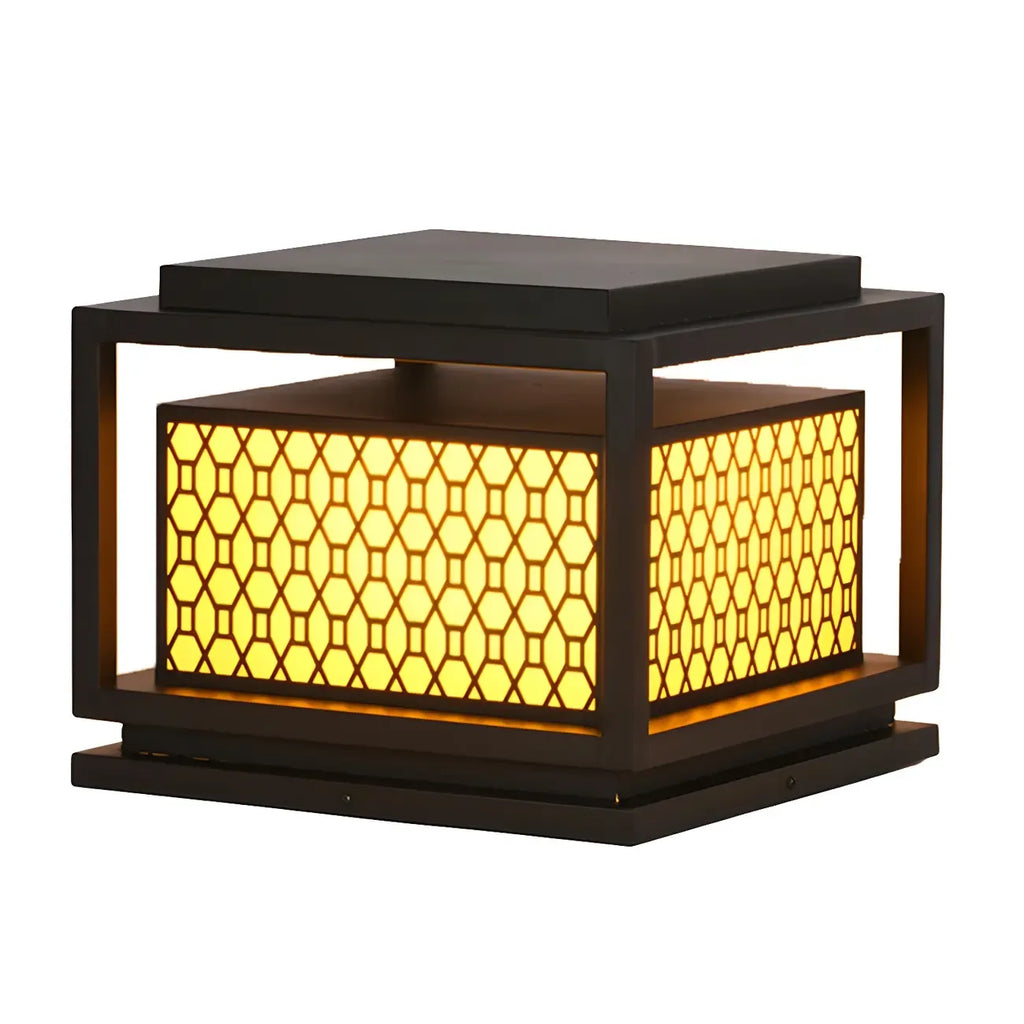 Lampadaires solaires extérieurs en métal à grille lumineuse tricolore