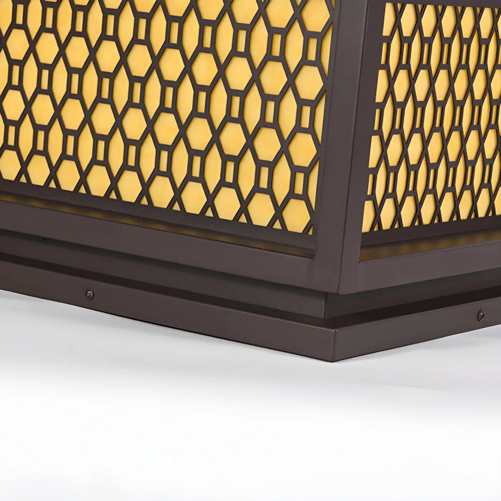 Lampadaires solaires extérieurs en métal à grille lumineuse tricolore