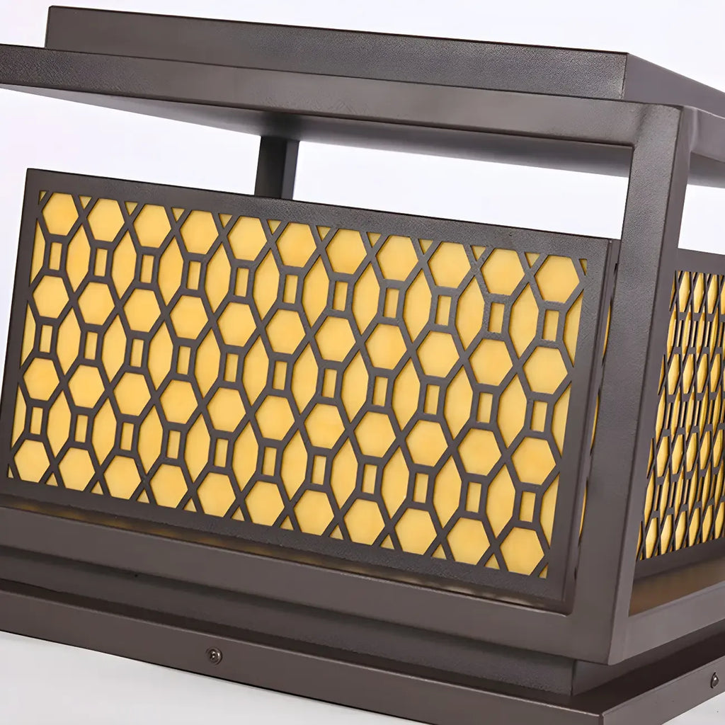 Lampadaires solaires extérieurs en métal à grille lumineuse tricolore