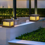 Lampadaires solaires extérieurs en métal à grille lumineuse tricolore