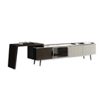 Meuble TV extensible latéral en pierre noire 71 avec tiroirs