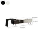 Meuble TV extensible latéral en pierre noire 71 avec tiroirs