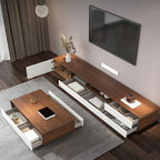 Meuble TV moderne en bois avec rangement ouvert pour salon