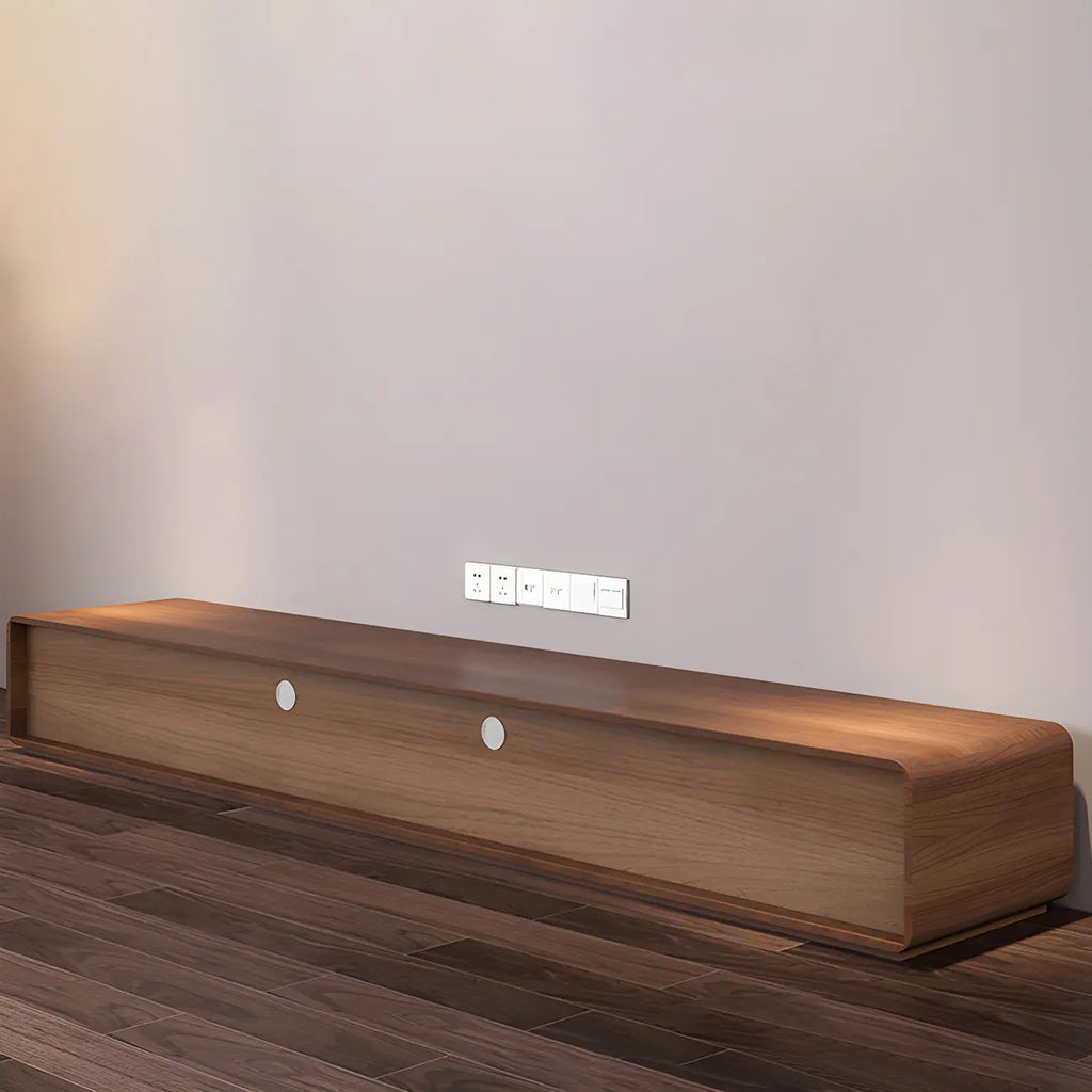 Meuble TV moderne en bois avec rangement ouvert pour salon