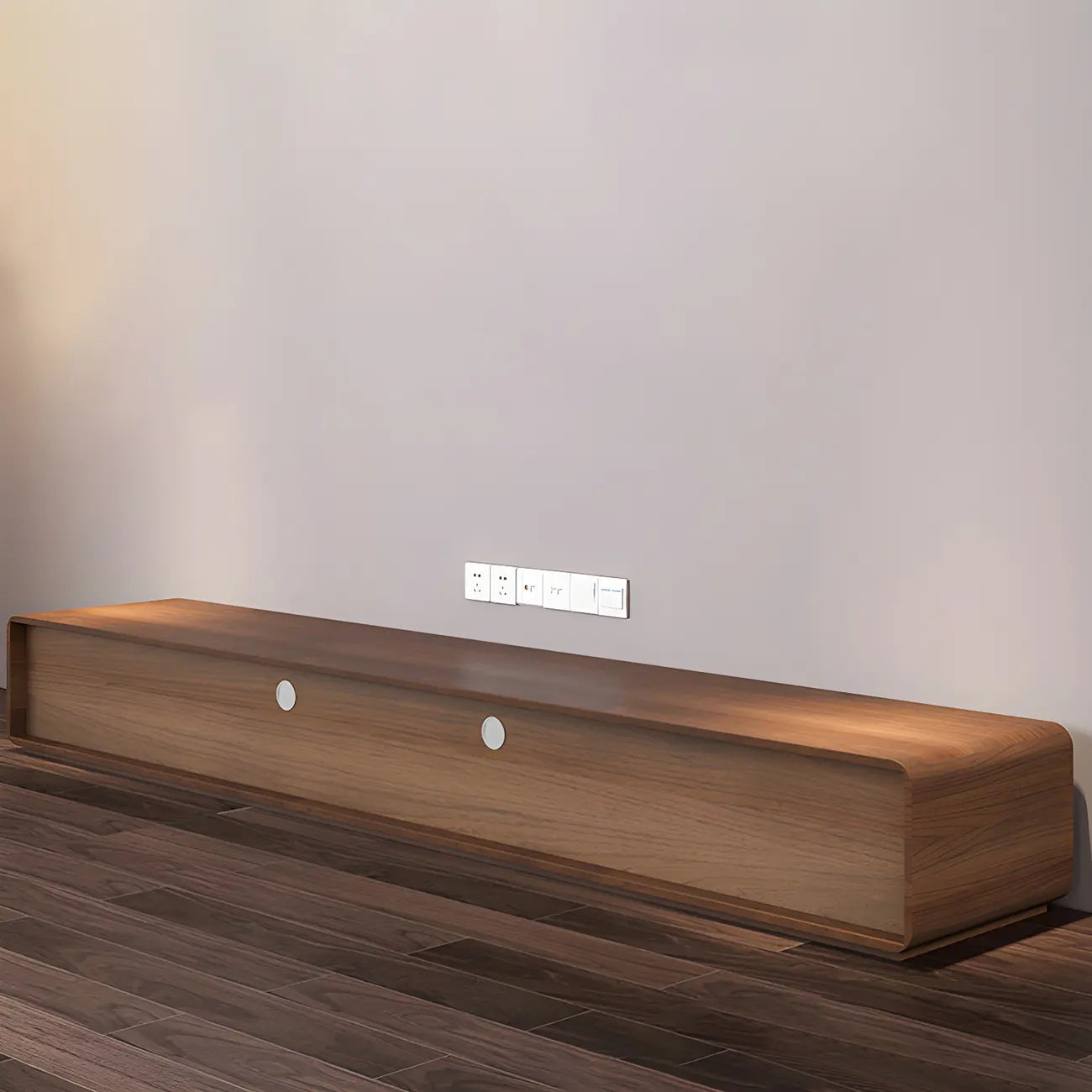 Meuble TV moderne en bois avec rangement ouvert pour salon