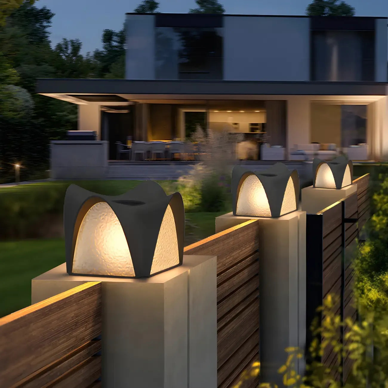 Lampadaires solaires extérieurs arqués noirs texturés