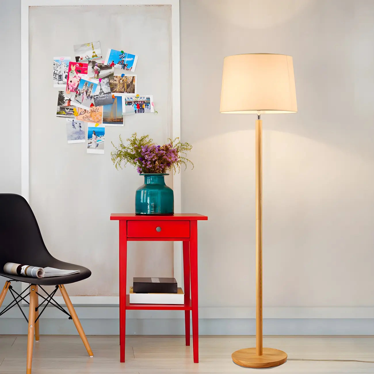 Lampadaire moderne en bois de style traditionnel pour salon