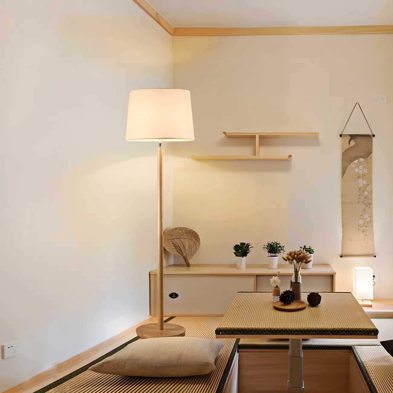 Lampadaire moderne en bois de style traditionnel pour salon