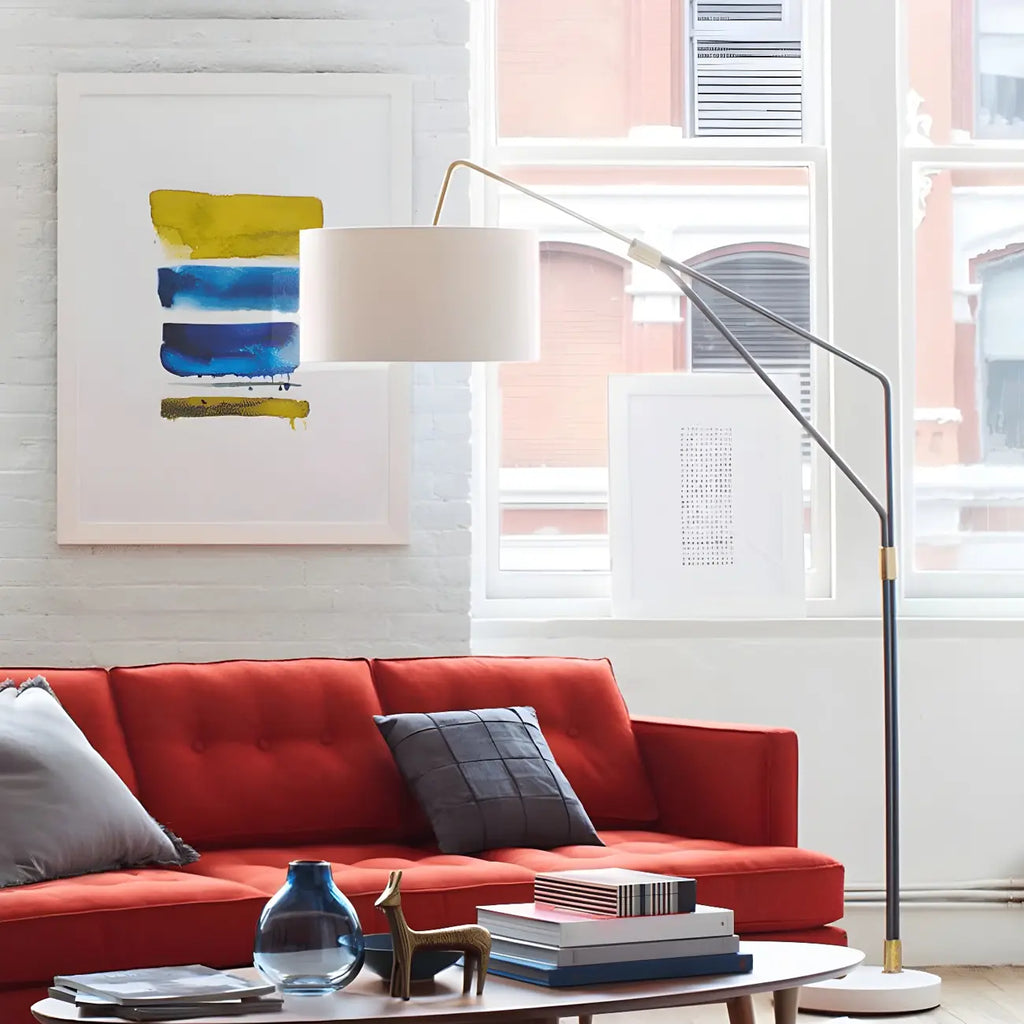 Lampadaire LED moderne, inclinable et réglable, blanc, style moderne